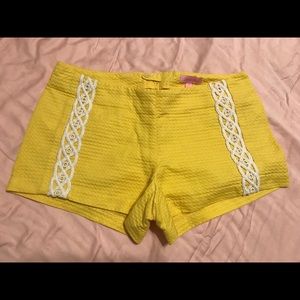 Lilly Pulitzer yellow shorts w/ white embroidery